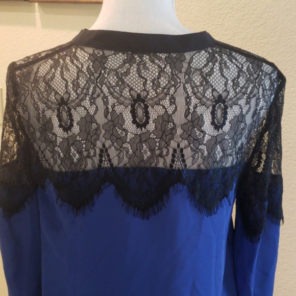 LC Lauren Conrad lace accented button up top Sz - Picture 5 of 7